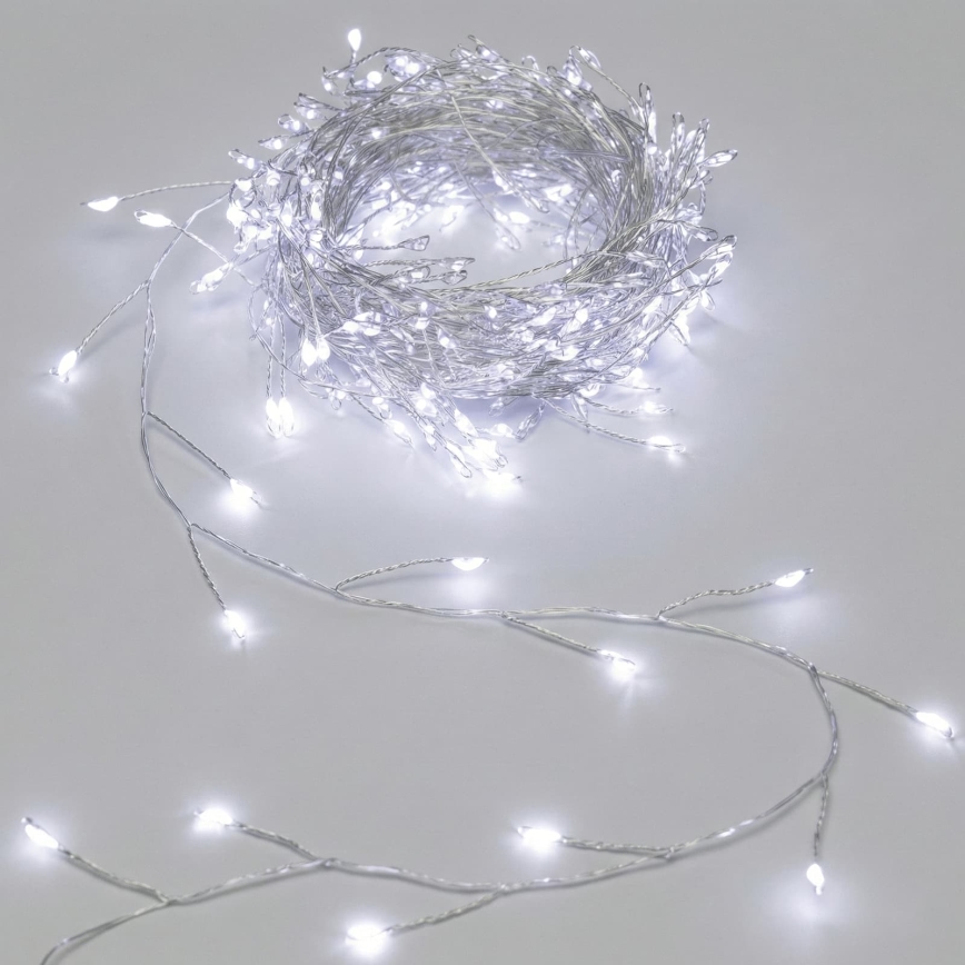 Aigostar - LED buiten kerstlichtsnoer 200xLED/8 functies 3xAA 6,3m IP44 koud wit