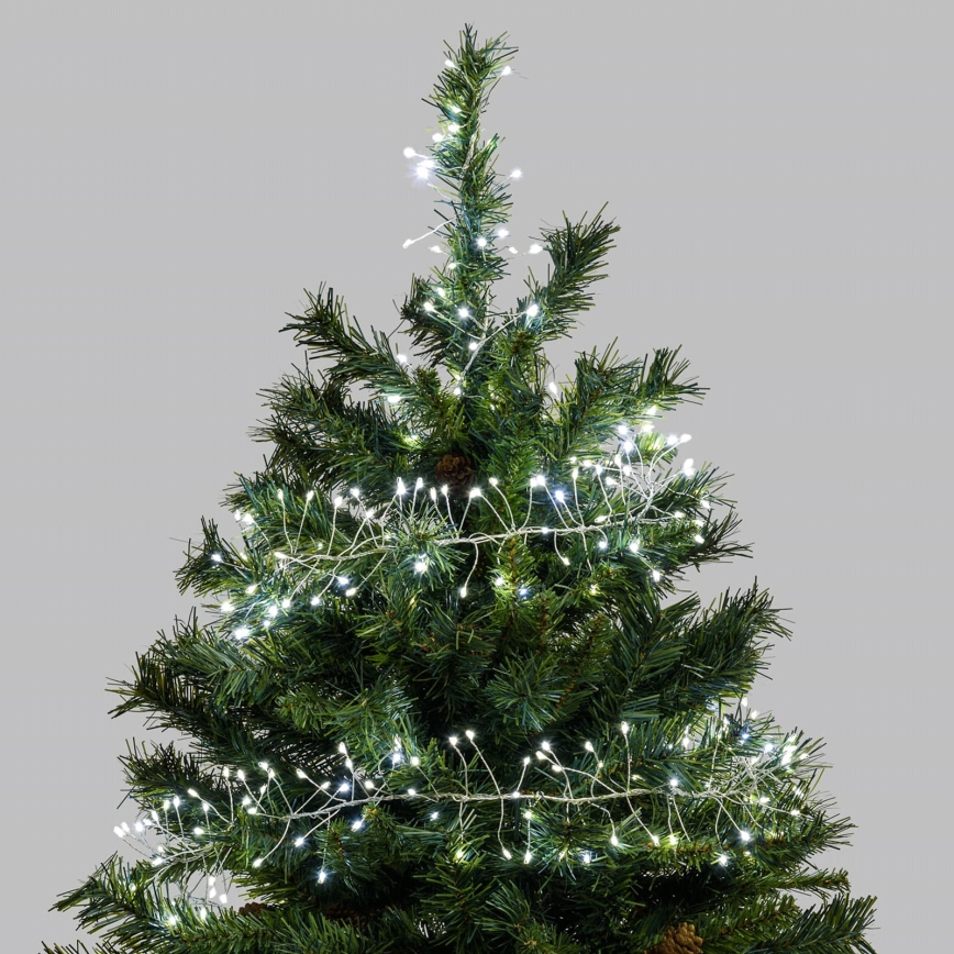Aigostar - LED buiten kerstlichtsnoer 200xLED/8 functies 3xAA 6,3m IP44 koud wit
