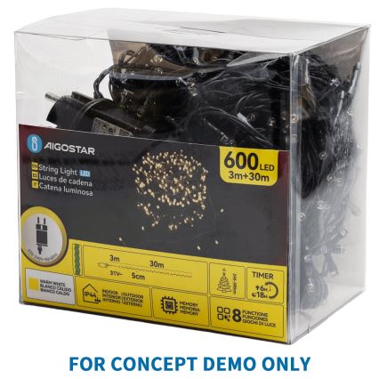 Aigostar - LED buiten kerstverlichting 2500xLED/8 functies 53m IP44 koel wit