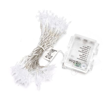 Aigostar - LED buiten kerstsnoer 25xLED/8 functies 3xAA 2,5 m IP44 koud wit