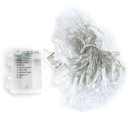 Aigostar - LED buiten kerstverlichting 25x LED, 8 functies, 3x AA, 2,5 m, IP44, warm wit, sterren