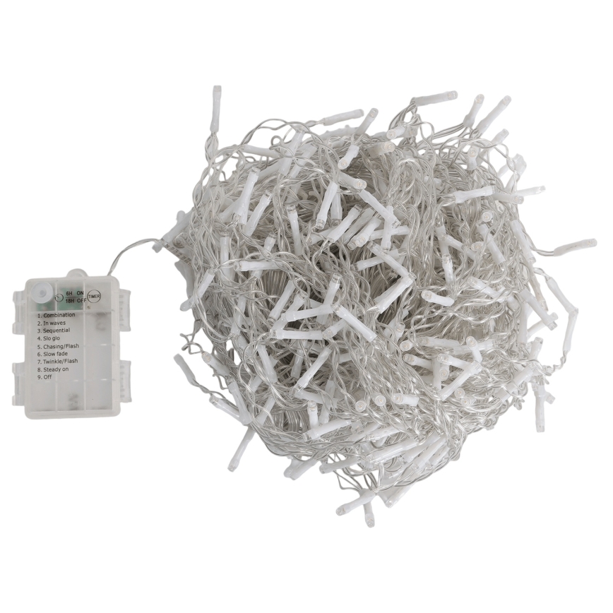 Aigostar - LED kerstverlichting voor buiten 300xLED/8 functies 3xAA 18x0,6 m IP44 warm wit