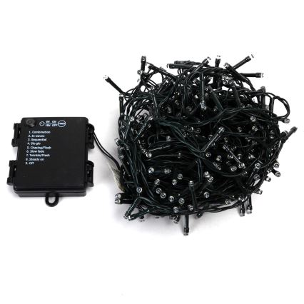 Aigostar - LED buiten kerstsnoer 400xLED/8 functies 4xAA 20,3 m IP44 warm wit