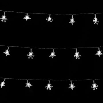 Aigostar - LED buiten kerstverlichting 50x LED / 8 functies 3x AA 5 m IP44 koud wit sterren