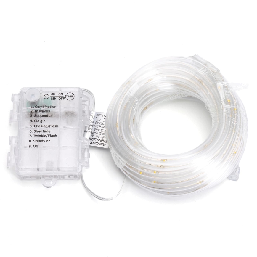 Aigostar - LED buiten kerstverlichting 50xLED/8 functies 3xAA 5,3 m IP44 warm wit