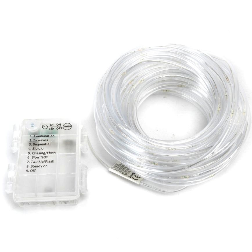 Aigostar - LED Buiten kerstverlichting 50xLED/8 functies 3xAA 5,3m IP44 koud wit