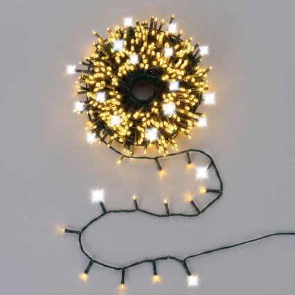 Aigostar - LED buiten kerstverlichting 80xLED+20xLED 8m IP44 warm wit + koel wit