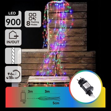 Aigostar - LED Buiten kerstverlichting 900xLED/8 functies 6m IP44 meerkleurig