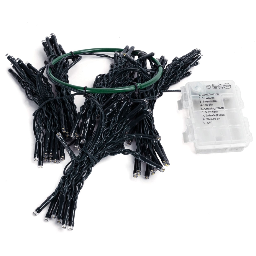 Aigostar - LED buiten kerstverlichting 90xLED/8 functies 3xAA 1,5m IP44 warmwit