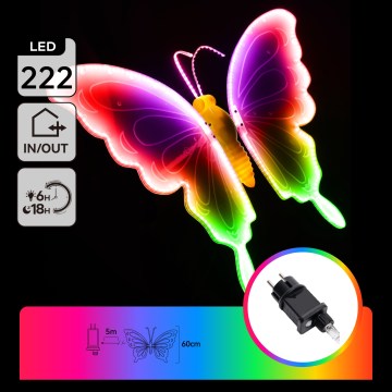Aigostar - LED buitendecoratie 222xLED/12W/230V 60 cm IP44 vlinder/meerkleurig