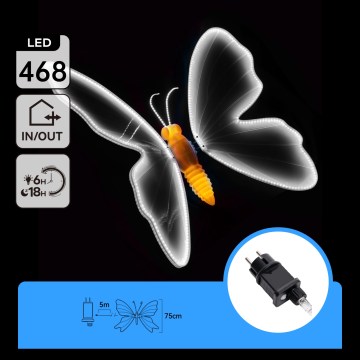 Aigostar - LED Buitendecoratie 468xLED/18W/230V 75 cm IP44 vlinder/koel wit