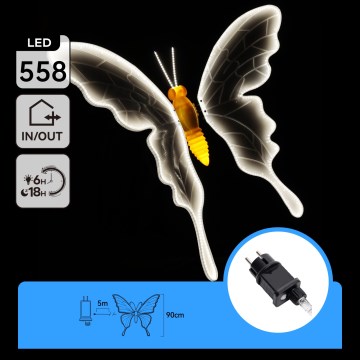 Aigostar - LED buitendecoratie 558xLED/18W/230V 90 cm IP44 vlinder/koud wit