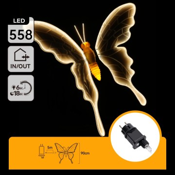 Aigostar - LED Buitendecoratie 558xLED 90 cm IP44 vlinder/warm wit