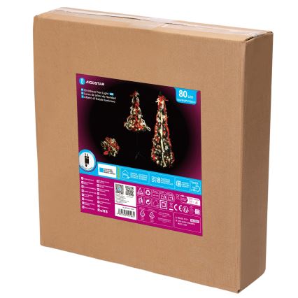 Aigostar - LED buiten kerstboom 80xLED 1,2m IP44 rood, koud wit