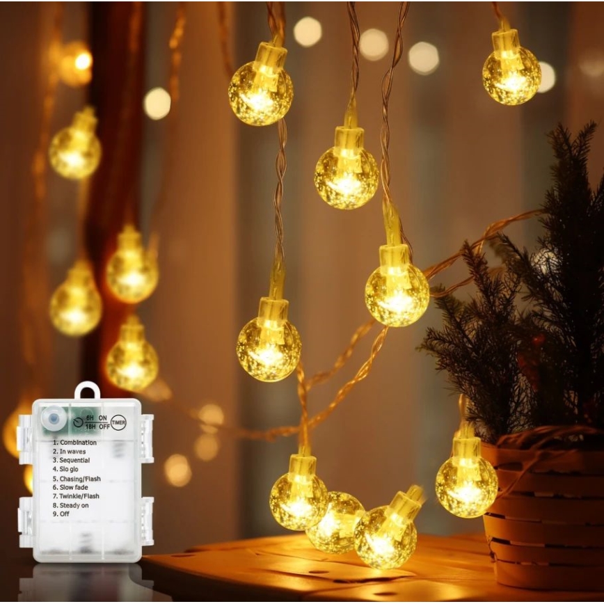 Aigostar - LED kerstverlichting voor buiten 100xLED/3xAA/8 functies 10,3 m IP44 warm wit