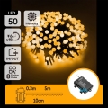 Aigostar - LED buitenlichtsnoer 50xLED/8 functies 3xAA 5,3m IP44 warm wit