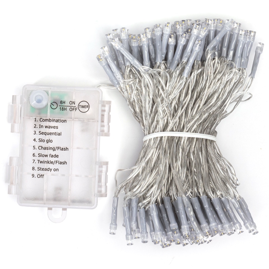 Aigostar -LED buitenslinger 150xLED/8 functies 3xAA 15,3m IP44 warm wit