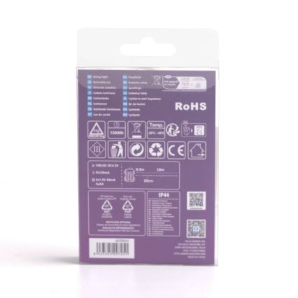 Aigostar - LED-lichtsnoer voor buiten 100xLED/8 functies/3xAA 10,3 m IP44 koud wit