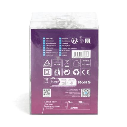 Aigostar - LED buitensnoer 200xLED/8 functies 23m IP44 koud wit