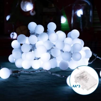 Aigostar - LED buitenlichtsnoer 25xLED/3xAA/8 functies 2,8 m IP44 koel wit