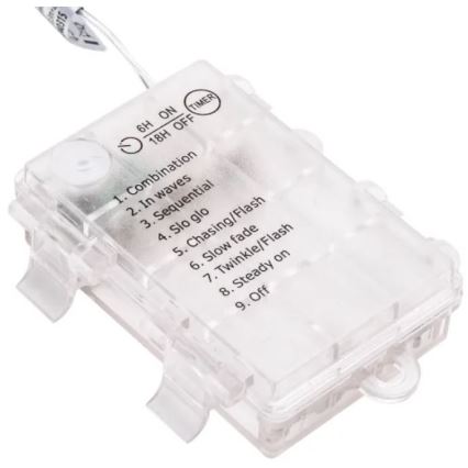 Aigostar - LED buitenlichtsnoer 25xLED/3xAA/8 functies 2,8 m IP44 koel wit