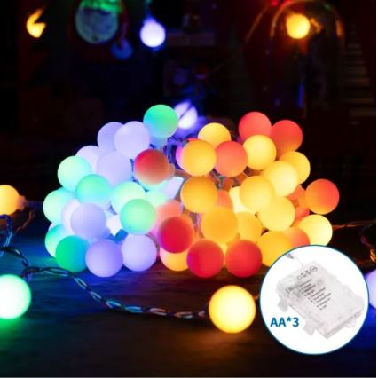 Aigostar - LED buitensnoer 25xLED/3xAA/8 functies 2,8 m IP44 meerkleurig
