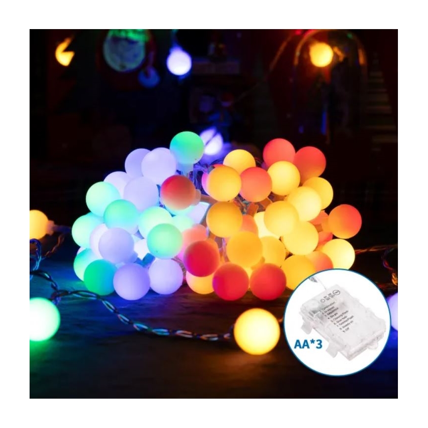 Aigostar - LED buitensnoer 25xLED/3xAA/8 functies 2,8 m IP44 meerkleurig