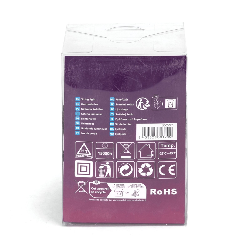 Aigostar - LED buitensnoer 50xLED/8 functies 8m IP44 koud wit