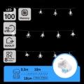 Aigostar - LED buitensnoer voor kerst 100xLED/8 functies 3xAA 10 m IP44 koud wit