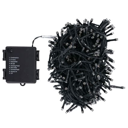 Aigostar - LED buiten kerstlichtsnoer 500xLED/8 functies 4xAA 25,3 m IP44 warm wit