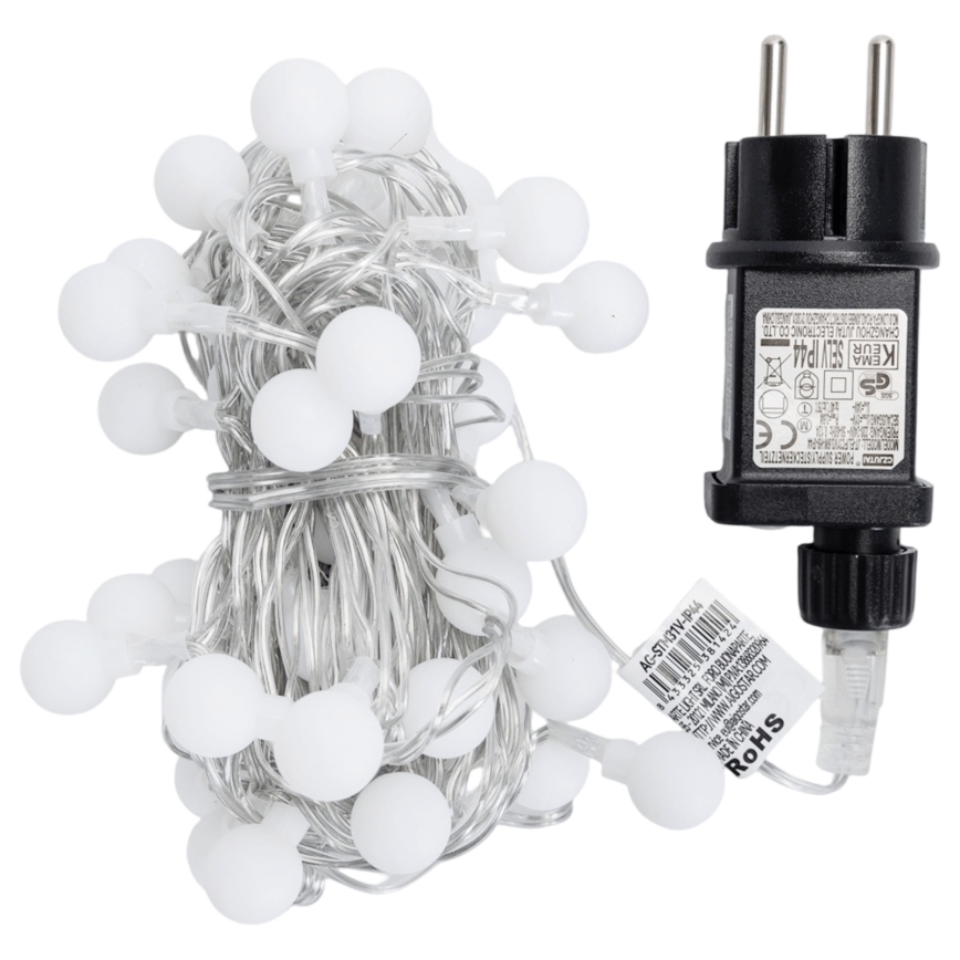 Aigostar - LED-lichtsnoer voor buiten, 50 LED, 8 functies, 5 m, IP44, koud wit