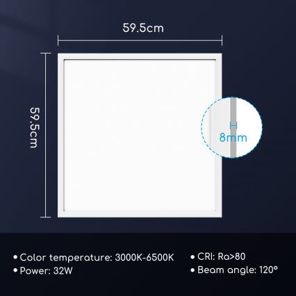 Aigostar - LED dimbaar inbouwpaneel 32W/230V Wi-Fi 60x60 cm