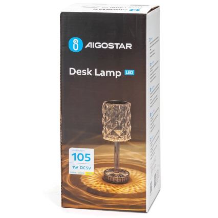 Aigostar - LED Dimbare oplaadbare tafellamp LED/1W/5V 2700/4000/6500K 1800mAh 26 cm