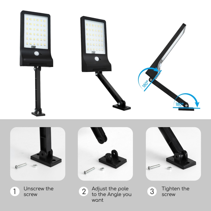 Aigostar - LED Dimbaar zonne- lamp met sensor LED/2,3W/5,5V IP65 1800 mAh + afstandsbediening