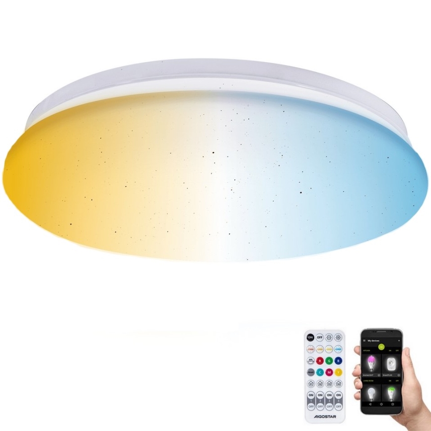 Aigostar - LED Dimbare badkamer plafondverlichting MESH Smart LED/18W/230V 3000-65000K IP44 + afstandsbediening