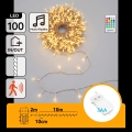 Aigostar - LED dimbare buiten kerstverlichting met bewegingssensor 100xLED/3xAA 12m warm wit + afstandsbediening
