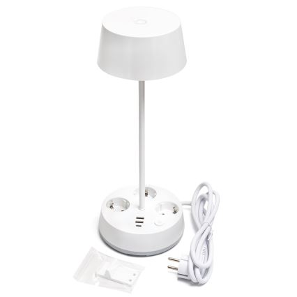 Aigostar - Dimbare LED-bureaulamp met geïntegreerde stopcontacten en USB LED/4,6W/230V 3000/4000/6500K wit