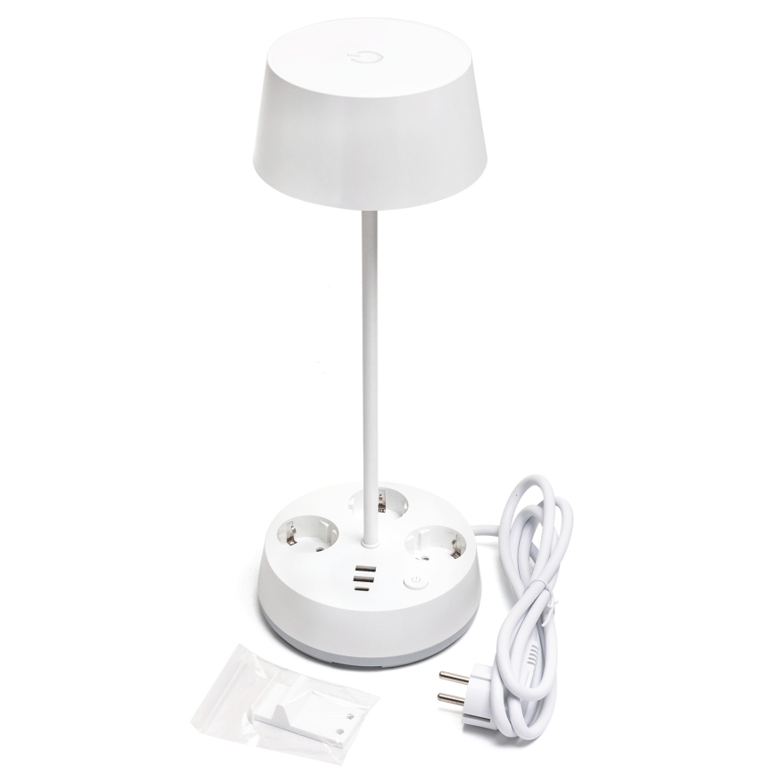 Aigostar - Dimbare LED-bureaulamp met geïntegreerde stopcontacten en USB LED/4,6W/230V 3000/4000/6500K wit