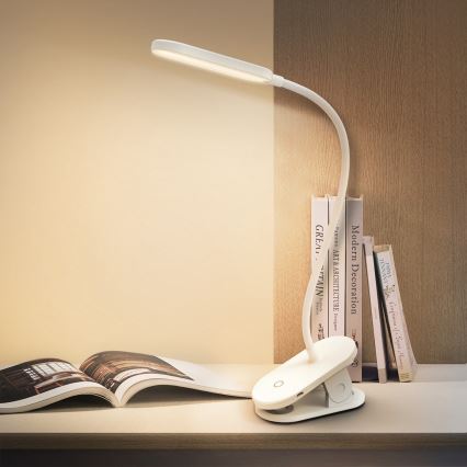 Aigostar - LED Dimbare oplaadbare tafellamp met clip LED/2,5W/5V 1200mAh wit