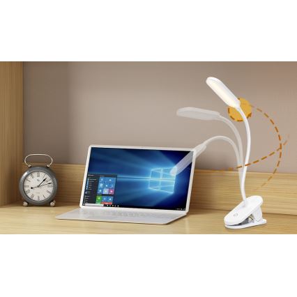 Aigostar - LED Dimbare oplaadbare tafellamp met clip LED/2,5W/5V 1200mAh wit