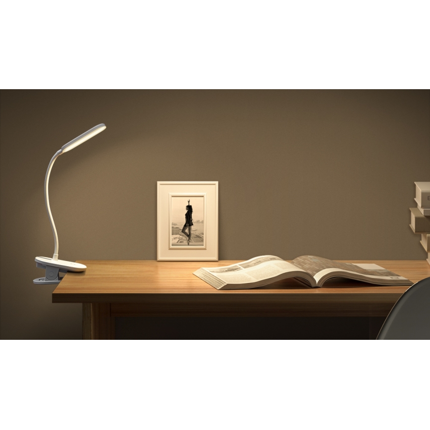 Aigostar - LED Dimbare oplaadbare tafellamp met clip LED/2,5W/5V 1200mAh wit