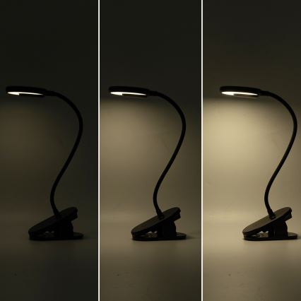 Aigostar - LED Dimbare oplaadbare tafellamp met clip LED/3W/5V 1800mAh zwart