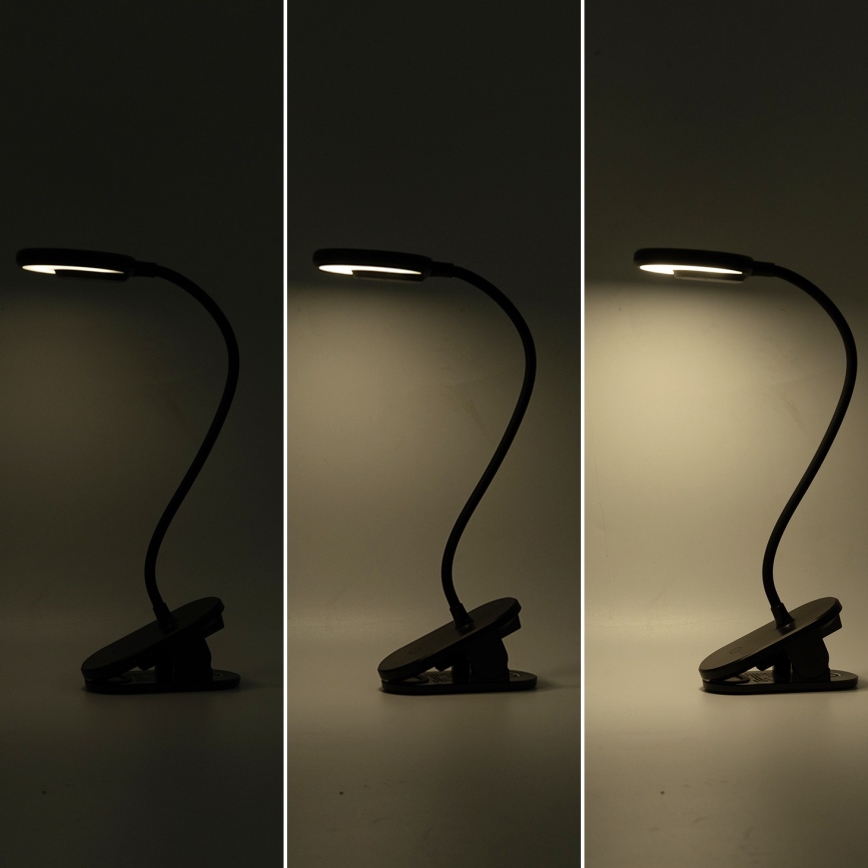 Aigostar - LED Dimbare oplaadbare tafellamp met clip LED/3W/5V 1800mAh zwart
