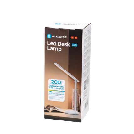 Aigostar - LED Dimbare oplaadbare touch tafellamp LED/3W/5V 1200mAh 3000/4000/6500K