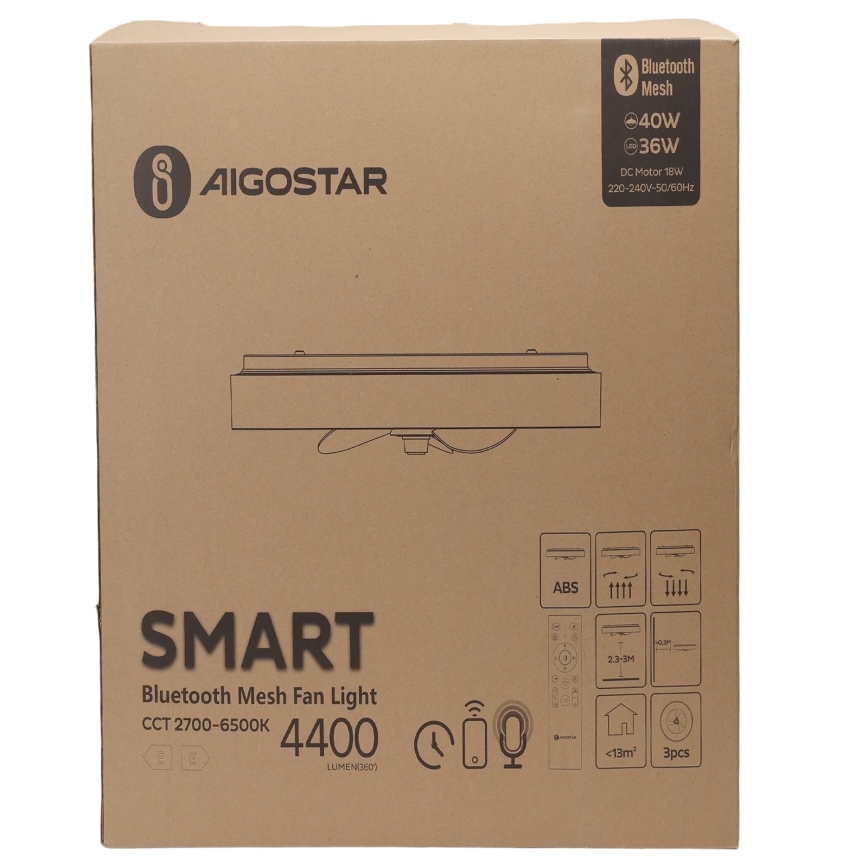 Aigostar - LED Dimbare plafondlamp met ventilator MESH LED/40W/230V 2700-6500K zwart + afstandsbediening