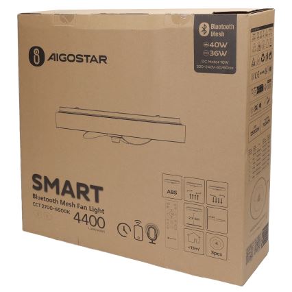 Aigostar - LED Dimbare plafondlamp met ventilator MESH LED/40W/230V 2700-6500K zwart + afstandsbediening