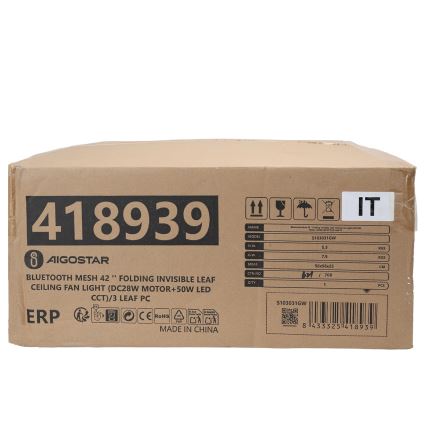 Aigostar - LED Dimbare plafondlamp met ventilator MESH LED/50W/230V 2700-6500K zwart + afstandsbediening