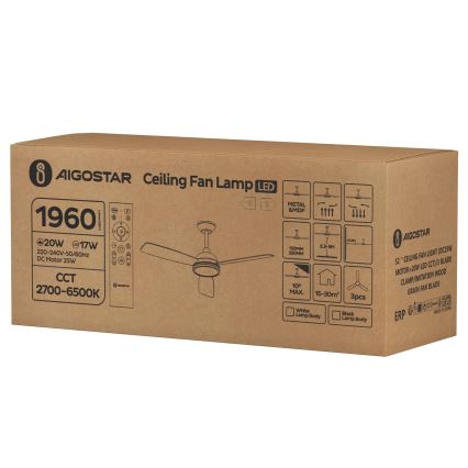 Aigostar - LED dimbare plafondventilator LED/20W/230V 2700-6500K 132cm bruin + afstandsbediening