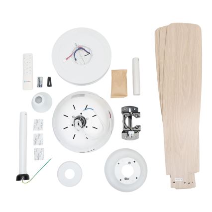 Aigostar - LED dimbare plafondventilator LED/20W/230V 2700-6500K 132cm wit/beige + afstandsbediening
