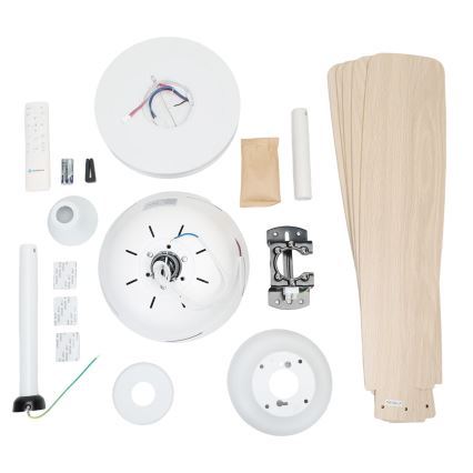 Aigostar - LED dimbare plafondventilator LED/20W/230V 2700-6500K 132cm wit/beige + afstandsbediening